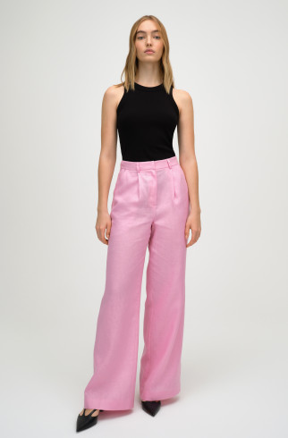 Льняные брюки прямого кроя , Розовый, арт. FR23SSP3W350P купить в интернет-магазине