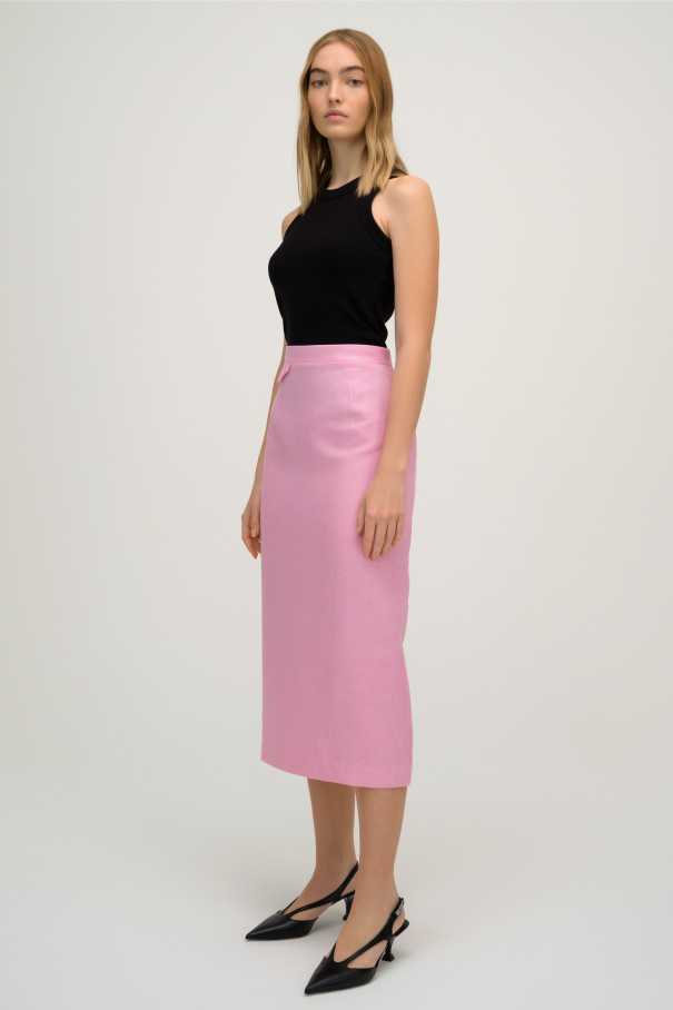 Льняная юбка миди , розовый, арт. FR23SS1S2W350P купить в интернет-магазине