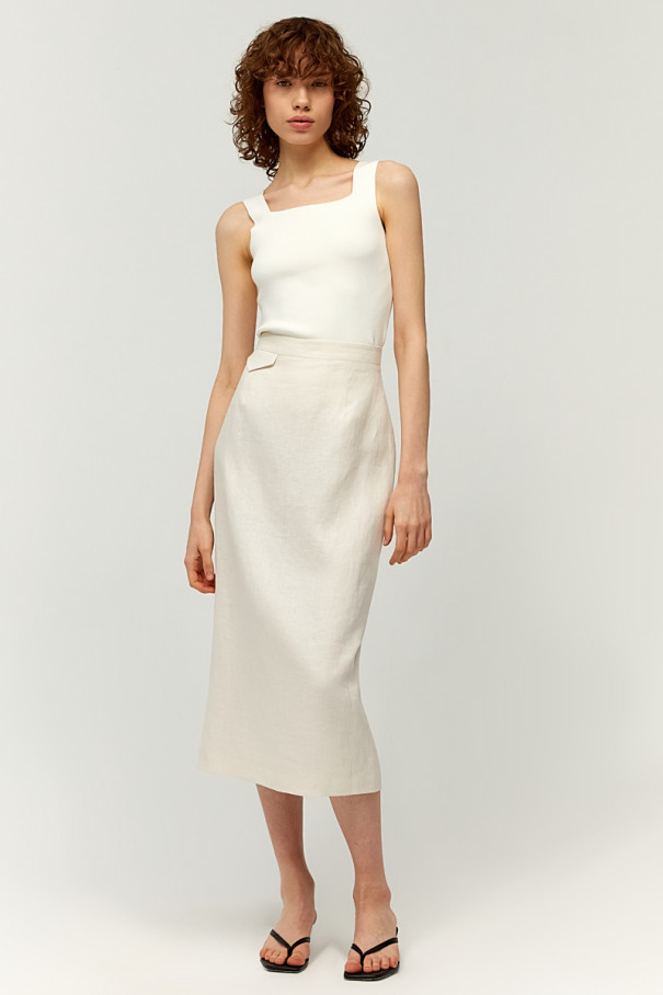 Льняная юбка миди , молочный, арт. FR23SS1S2W350M купить в интернет-магазине