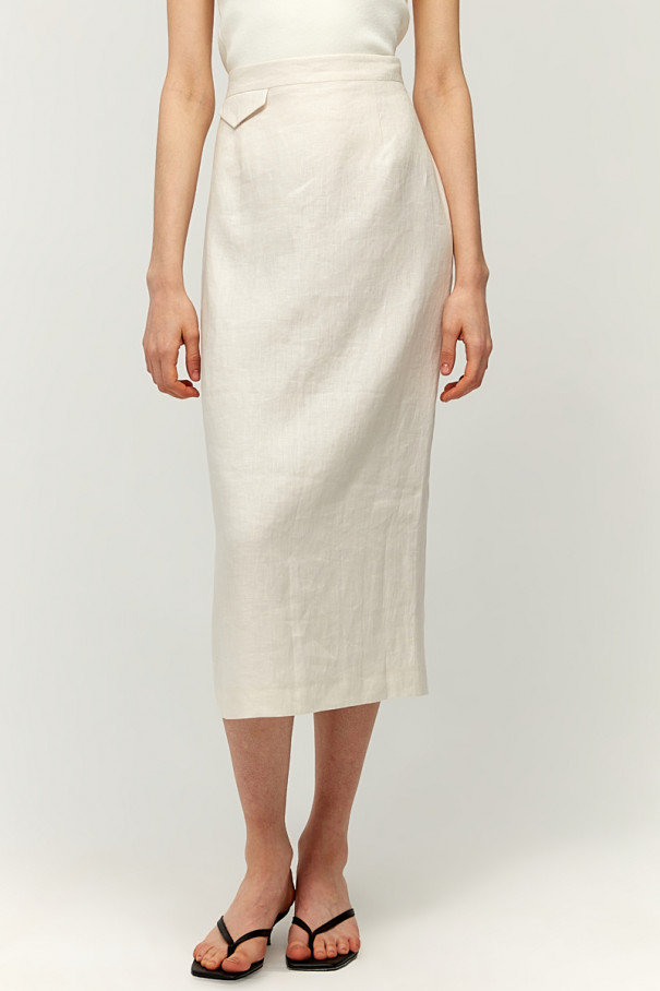 Льняная юбка миди , молочный, арт. FR23SS1S2W350M купить в интернет-магазине