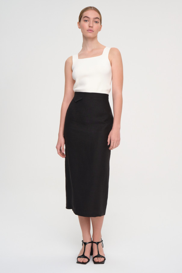 Льняная юбка миди , чёрный, арт. FR23SS1S2W350B купить в интернет-магазине