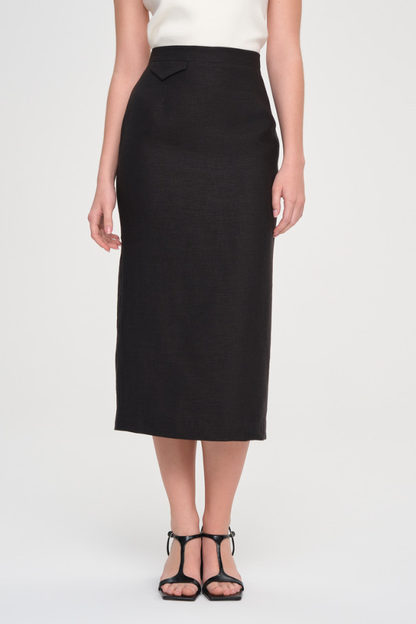 Льняная юбка миди , чёрный, арт. FR23SS1S2W350B купить в интернет-магазине